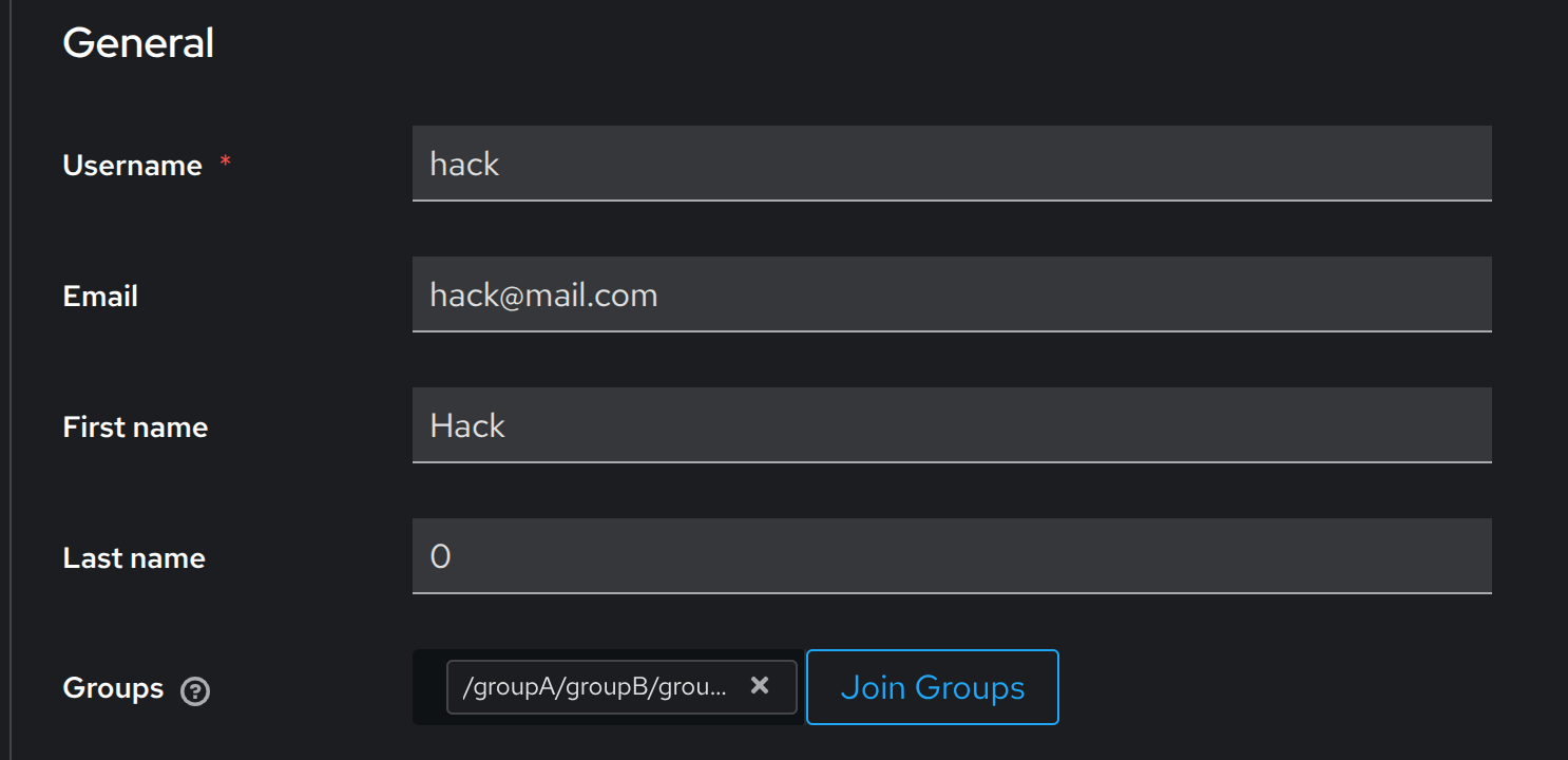 Picture 6. Adding a group during the user creation.